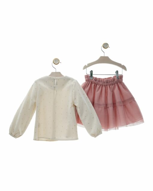 97. Yoedu Tema Luz | Conjunto de Camisola Bege e Saia de Tule Rosa - Image 2