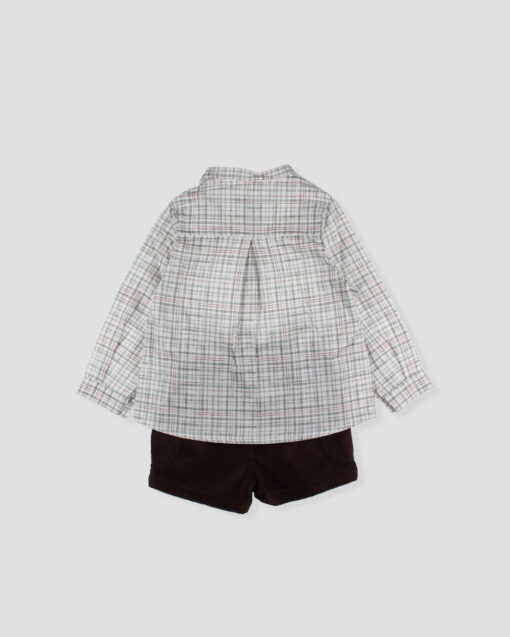 97. Foque Tema Bambu | Conjunto de Camisa Axadrezada e Calção Castanho - Image 2