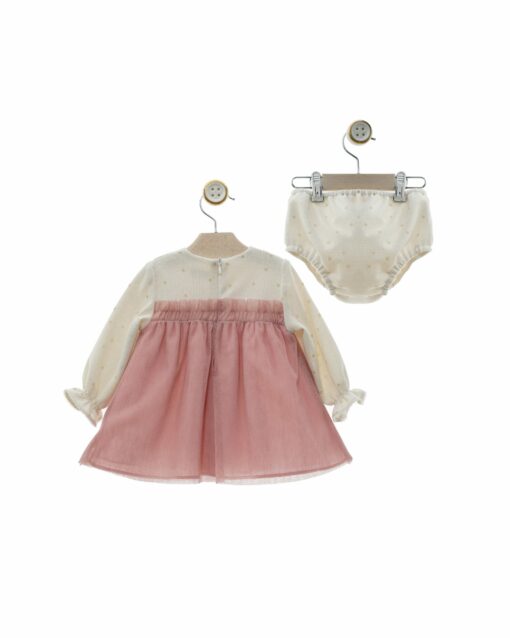 97. Yoedu Tema Luz | Vestido Bege com Tule Rosa e Tapa Fraldas - Image 4