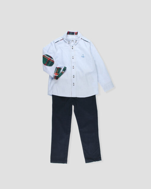 97. Foque Tema Tartan | Conjunto de Camisa Azul e Calça Azul Marinho - Image 3