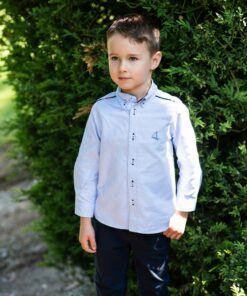 97. Foque Tema Tartan | Conjunto de Camisa Azul e Calça Azul Marinho