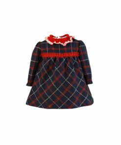 97. Miranda Tema Natal | Vestido Azul Marinho e Vermelho Axadrezado com Gola