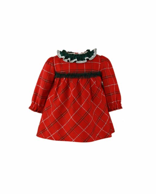 97. Miranda Tema Natal | Vestido Vermelho e Verde Axadrezado com Gola - Image 2