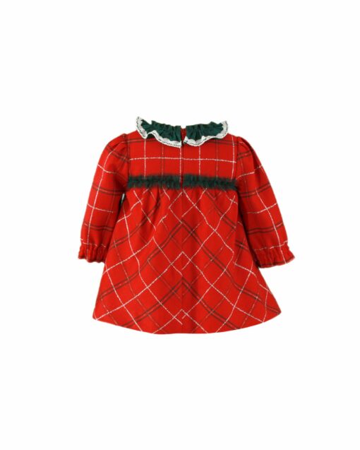 97. Miranda Tema Natal | Vestido Vermelho e Verde Axadrezado com Gola - Image 3