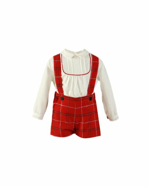 97. Miranda Tema Natal | Conjunto de Calção com Alças Vermelho e Verde Axadrezado e Camisa - Image 2