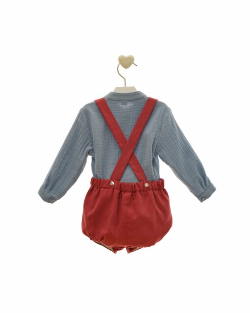 97. Marta Y Paula Coleção Jaipur | Conjunto de Calção com Alças Bordeaux e Camisa Azul - Image 2