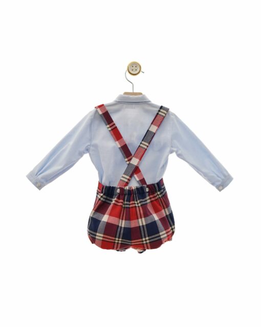 97. Yoedu Tema Arte | Conjunto de Calção com Alças Vermelho Axadrezado, Camisa e Laço - Image 3