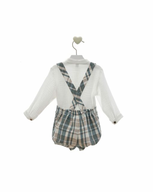 97. Marta Y Paula Coleção Delhi |Conjunto de Calção Axadrezado Azul e Bege com Alças e Camisa - Image 3