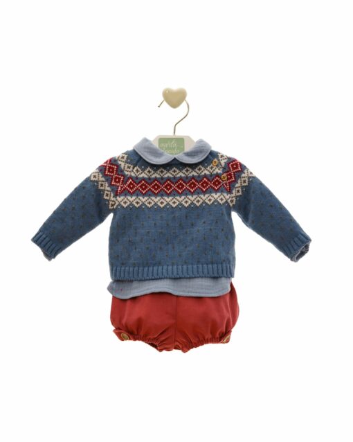 97. Marta Y Paula Coleção Jaipur | Conjunto de Calção Bordeaux, Camisa e Camisola