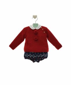 97. Marta Y Paula Coleção Damasco | Conjunto de Blusa, Camisola Vermelha e Tapa Fraldas