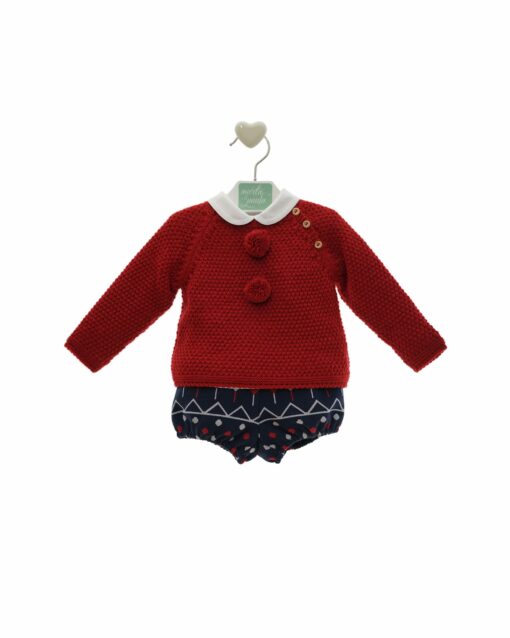 97. Marta Y Paula Coleção Damasco | Conjunto de Blusa, Camisola Vermelha e Tapa Fraldas