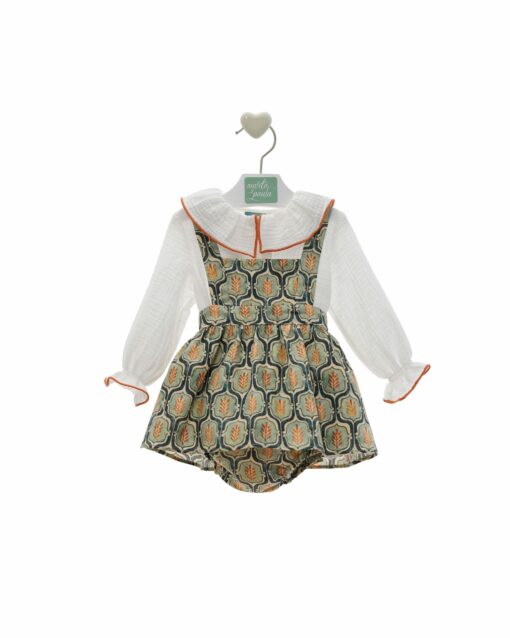 97. Marta Y Paula Coleção Calcuta | Conjunto de Macacão Saia com Blusa e Tapa Fraldas - Image 2