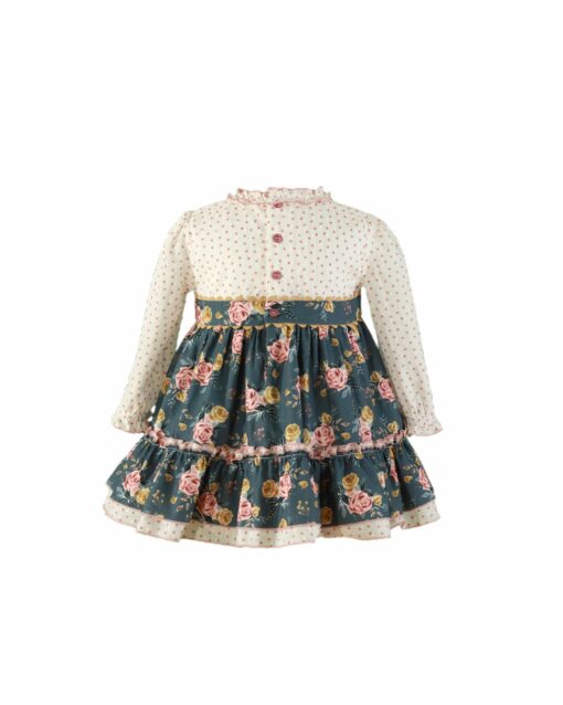 97. Miranda | Vestido Azul Florido com Estrelinhas Rosa - Image 2