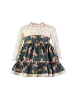 97. Miranda | Vestido Azul Florido com Estrelinhas Rosa