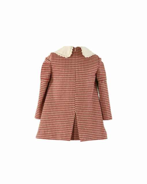 97. Miranda Tema Pata de Galo | Vestido Vermelho e Bege com Detalhes em Dourado Brilhante - Image 3