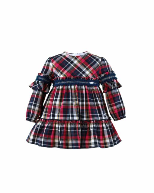 97. Miranda Tema Azul Marinho | Vestido Axadrezado Marinho e Vermelho Rodado