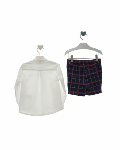 97. Marta Y Paula Coleção Damasco | Conjunto de Calção Xadrez Azul Marinho, Camisa e Camisola - Image 3