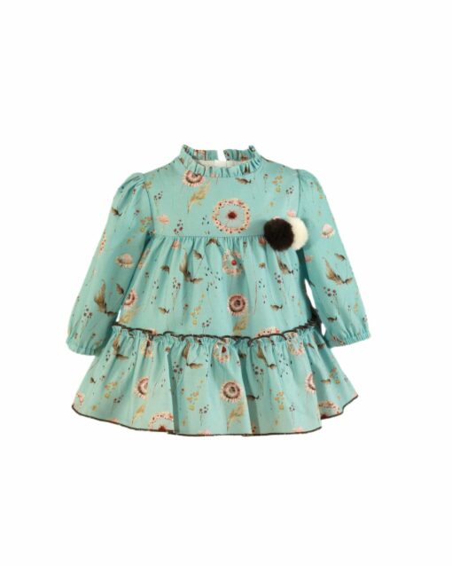 97. Miranda Tema Azul | Vestido Azul com Estampado e Pompons - Image 2