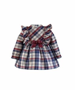 97. Miranda Tema Axadrezado Bordeaux | Vestido Xadrez Bordeaux com Folhos