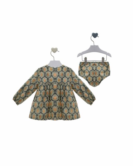 97. Marta Y Paula Coleção Calcuta | Vestido Verde com Estampado de Espigas Amarelas e Tapa Fraldas - Image 4