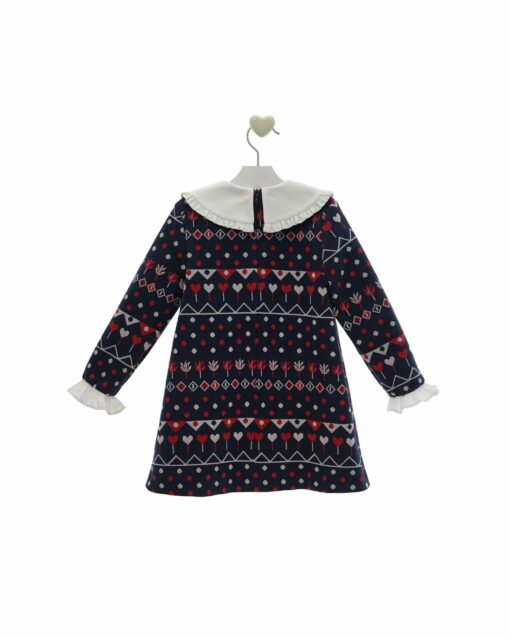 97. Marta Y Paula Coleção Damasco | Vestido Azul Marinho Estampado com Gola - Image 4