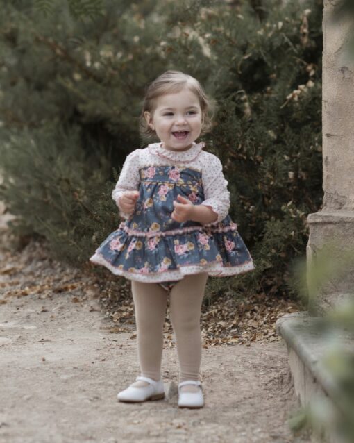 97. Miranda | Vestido Azul Florido e Estrelinhas Rosa