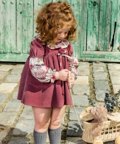 97. Marta Y Paula Coleção Hanoi | Vestido Bordeaux e Estampado com Gola e Tapa Fraldas
