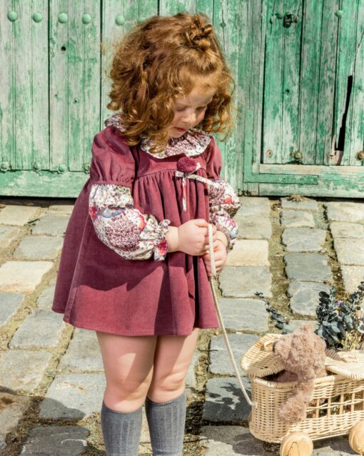 97. Marta Y Paula Coleção Hanoi | Vestido Bordeaux e Estampado com Gola e Tapa Fraldas