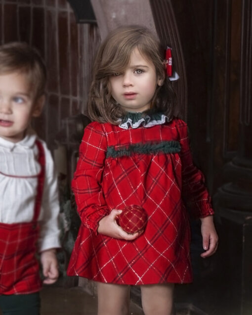 97. Miranda Tema Natal | Vestido Vermelho e Verde Axadrezado com Gola