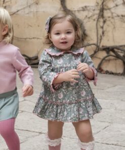 97. Miranda Tema Florido | Vestido Verde e Rosa Florido com Gola