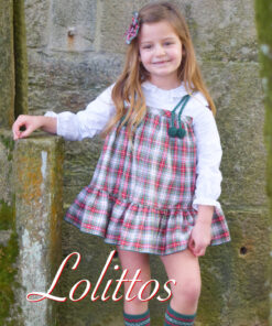97. Lolittos Tema Acebo | Vestido Xadrez Vermelho e Verde com Gola