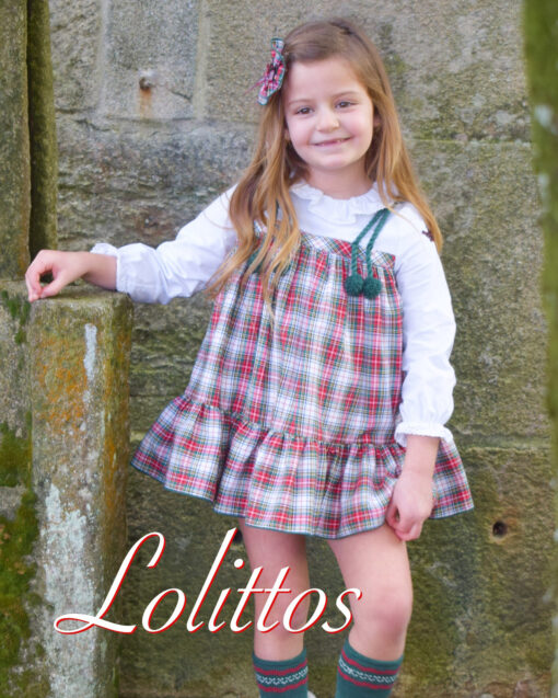 97. Lolittos Tema Acebo | Vestido Xadrez Vermelho e Verde com Gola