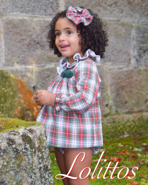 97. Lolittos Tema Acebo | Vestido Xadrez Vermelho e Verde com Gola e Tapa Fraldas - Image 2