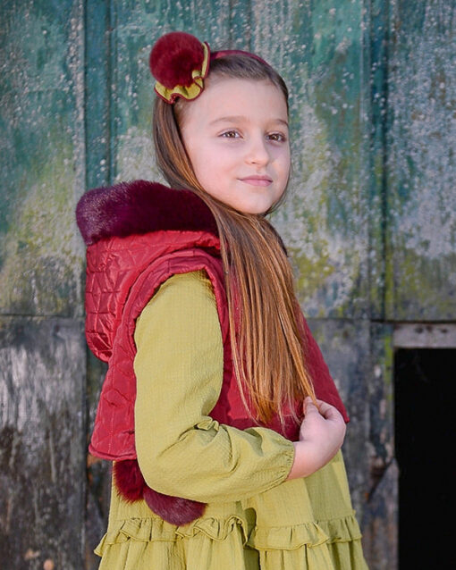 97. Lolittos Tema África | Colete Acolchoado Bordeaux com Capuz de Pelo - Image 2