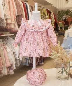 97. Mon Petit Bonbon | Vestido Rosa Florido com Tapa Fraldas
