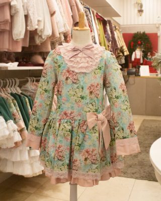 97. Debesos | Vestido Rosa Florido de Cintura Descida