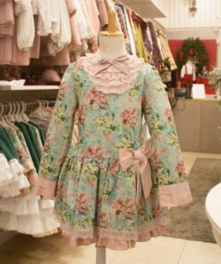 97. Debesos | Vestido Rosa Florido de Cintura Descida